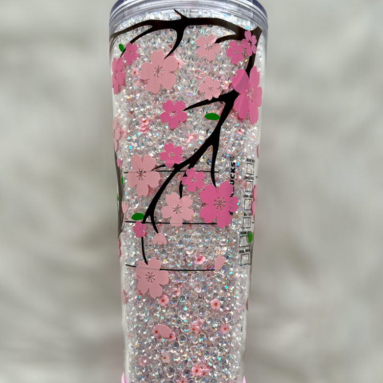 Cherry Blossom Rhinestone Tumbler